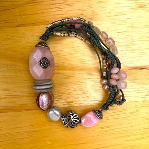 Silpada pink quartz/pink pearl sterling silver bracelet